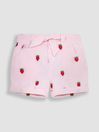 Pink Strawberry Embroidered Seersucker Pretty Shorts