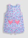 Pink Strawberry Appliqué Pocket Ditsy Floral Dungarees
