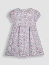 Duck Egg Blue Ditsy Floral Puff Sleeve Jersey Dress
