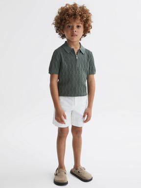 Reiss Ubud Half-Zip Textured Polo T-Shirt
