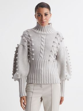 Joslin Wool Pom Pom Funnel Neck Jumper