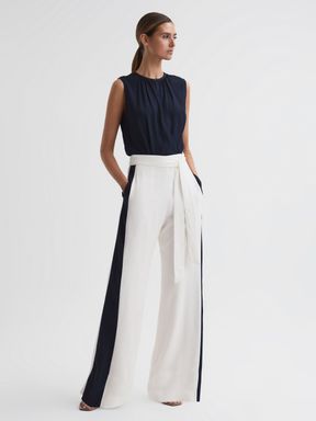 Reiss Ivy Wide Leg Side Stripe Jumpsuit