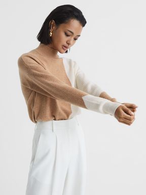 Reiss Clarice Panelled Roll-Neck Sweater