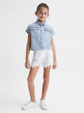 Reiss Sandie Denim Crop Top