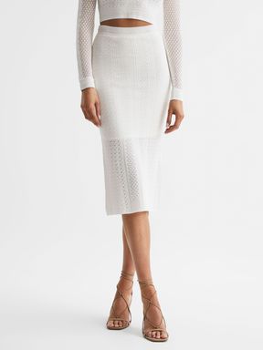 Reiss Judy Knitted Crochet Midi Skirt Co-Ord