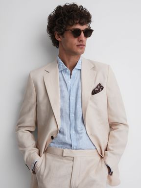 Reiss Kin Slim Fit Single Breasted Linen Blazer