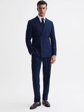 Reiss Royce Slim Fit Wool Check Trousers