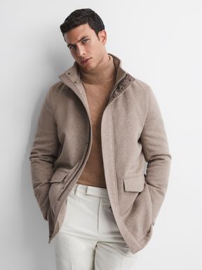 Reiss Torino Wool Blend Hooded Coat