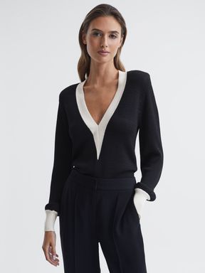 Reiss Talitha Contrast Trim Knitted Jumper