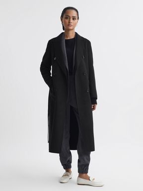 Reiss Arla Wollmantel mit Blendnaht und Gürtel in Relaxed Fit