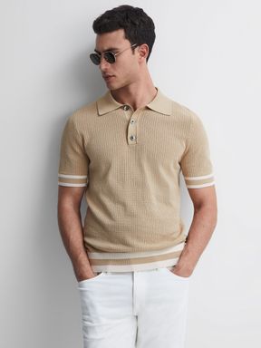 Reiss - Quinn Reiss | Ché - Gebreid poloshirt met korte knoopsluiting
