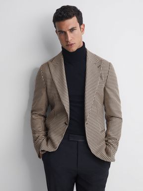 Reiss Gown Slim Fit Single Breasted Dogtooth Blazer