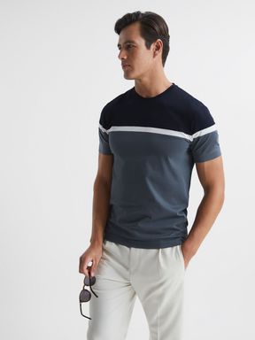 Reiss Max Mercerised Cotton Colourblock T-Shirt