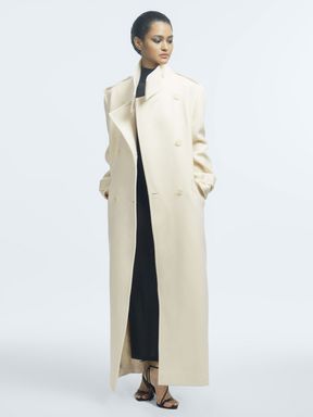Reiss Taylor Atelier Zweireihiger langer Mantel aus Wolle