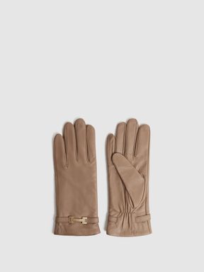 Reiss Harriet Leather Hardware Gloves