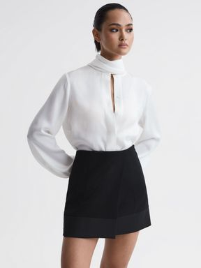 Reiss Ruby Satin Trim Mini Skirt