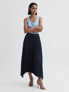 Reiss Jodie Pleated Asymmetric Midi Skirt
