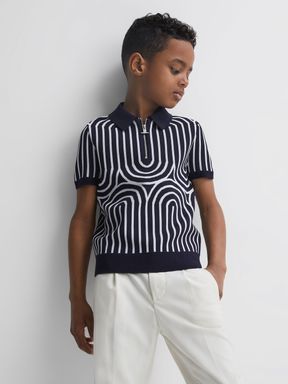 Reiss Maycross Half-Zip Striped Polo T-Shirt