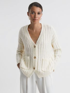 Reiss Annie Relaxed Wool Blend Cardigan