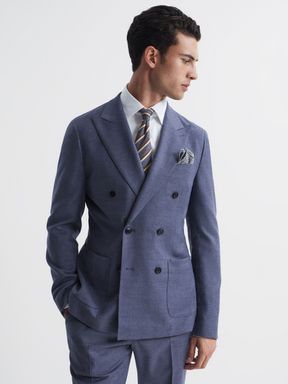 Reiss Marquee Double Breasted Wool Blend Blazer