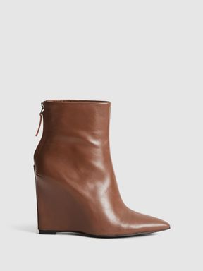 Reiss Ashton Leather Wedge Ankle Boots