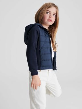 Reiss Charley Junior Jersey Hooded Hybrid Jacket
