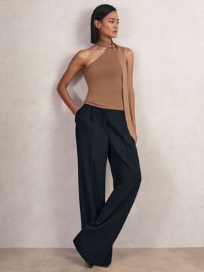 Reiss Eden Elasticated-Waist Wide-Leg Twill Trousers