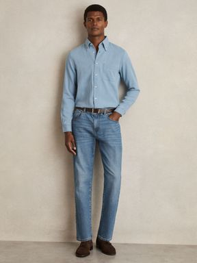 Reiss Minoa Cotton-Piqué Button-Down Chambray Shirt