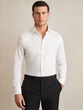 Reiss Remote Cotton-Satin Cutaway-Collar Shirt