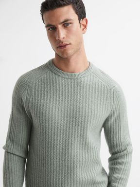 Reiss Millerson Wool-Cotton Textured Crew Neck Jumper