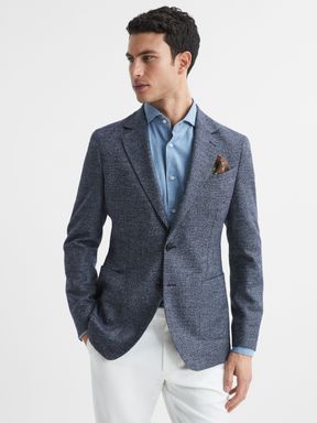 Reiss Residence Single Breasted Notch Birdseye Blazer