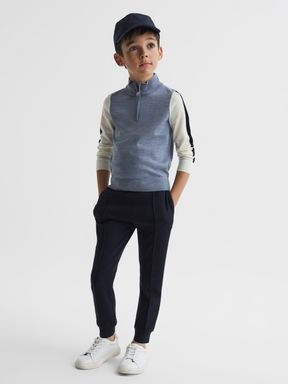 Reiss Leo Wool Colourblock Zip Neck Polo