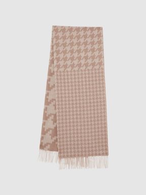 Reiss Claire Dogtooth Cashmere Blend Scarf