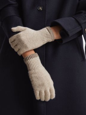 Reiss Picton Contrast Trim Knitted Wool Gloves