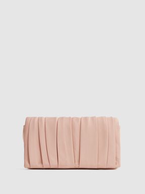 Reiss Camille Satin Pleated Clutch Bag