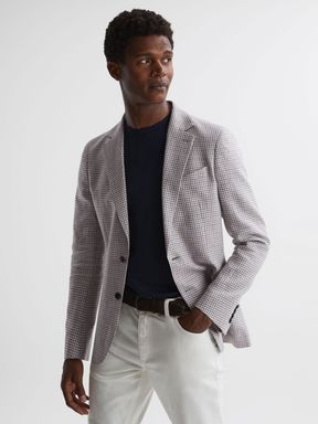 Reiss Huntington Single Breasted Cotton-Linen Blazer