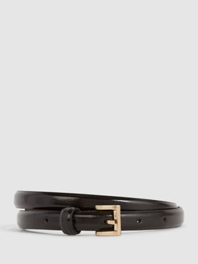 Reiss Molly Mini Leather Croc Embossed Mini Belt
