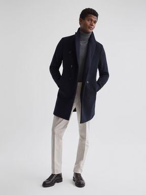 Reiss Glory Double Breasted Wool Blend Overcoat