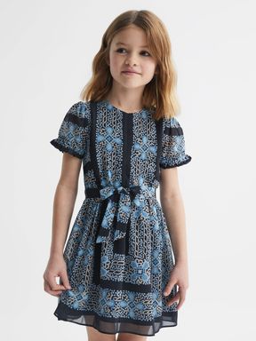 Reiss Alianna Floral Print Puff Sleeve Dress