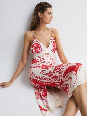 Reiss Ebony Abstract Print Maxi Dress