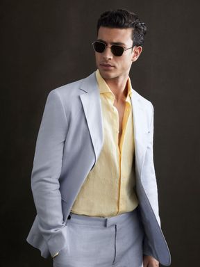 Reiss Kin Slim Fit Single Breasted Linen Blazer