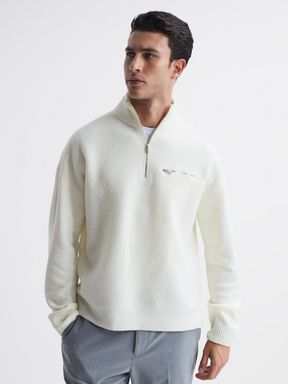 Reiss Plaza Relaxed Fit Hybrid Funnel Neck Jumper