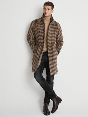 Reiss Tuscany Checked Wool Blend Coat