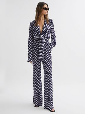 Reiss Frances Wide Leg Polka Dot Jumpsuit