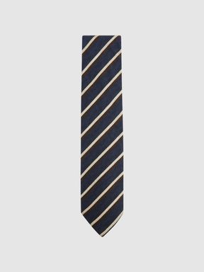 Reiss Dino Wool-Cotton Striped Tie