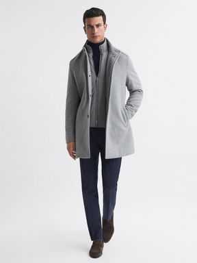 Reiss Dam Wool Removable Insert Longline Coat