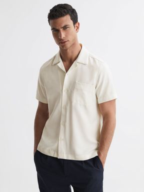Reiss Tokyo Cuban Collar Button-Through Shirt