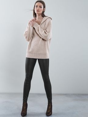 Reiss Valerie Leather Ponte Leggings