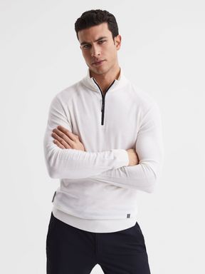 Reiss Affleck Golf Stretch Merino Zip Neck Jumper