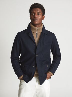 Reiss Flaneur Mayfair私人白色V.C. 衬衫式外套